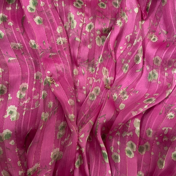 Sabina Musayev Terranova/Kimber Floral Chiffon Midi Dress - Large, Fuchsia/Pink - Picture 8 of 15